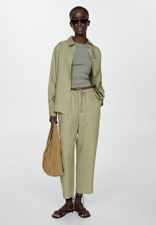 MANGO - Trousers Linen - Green