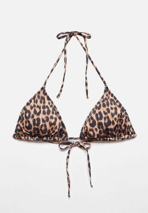 MANGO - Leopard bikini top - brown