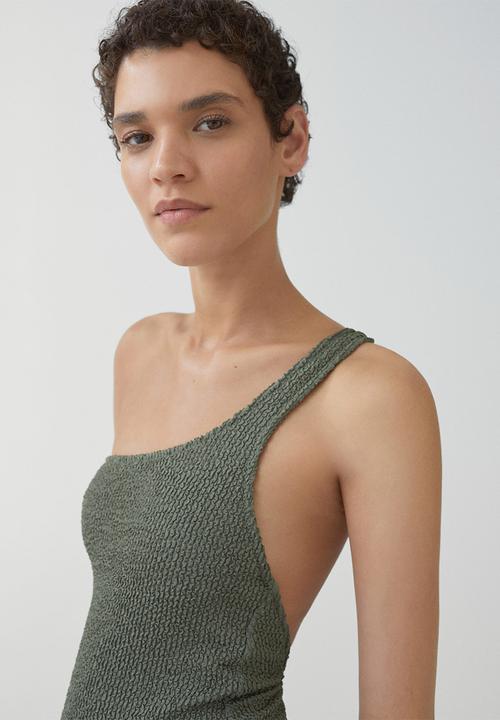 MANGO - Asymmetrical textured swimsuit - grey