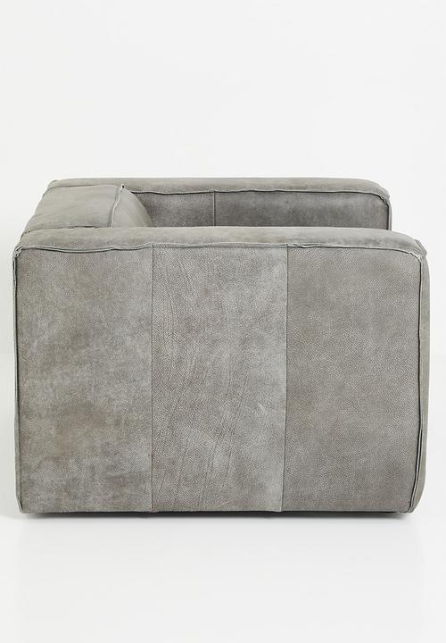 Sixth Floor - Seattle genuine leather arm chair-Zambezi grey