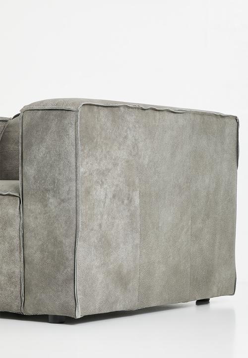 Sixth Floor - Seattle genuine leather arm chair-Zambezi grey