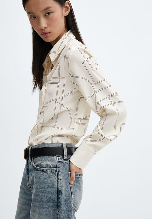 MANGO - Regular flowy shirt - beige