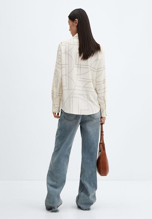 MANGO - Regular flowy shirt - beige