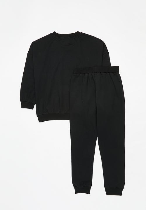 Pop Candy - Printed sweat top and pants set - black & green