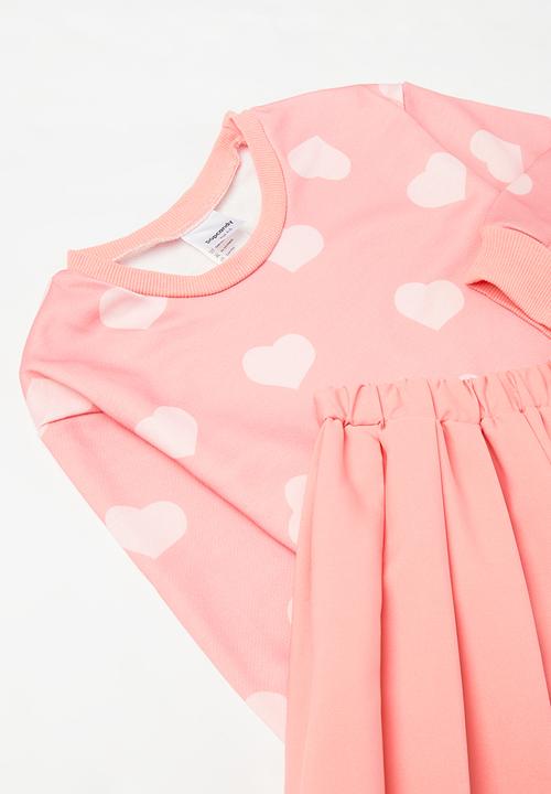 Pop Candy - Pleated skirt & printed top set-pink