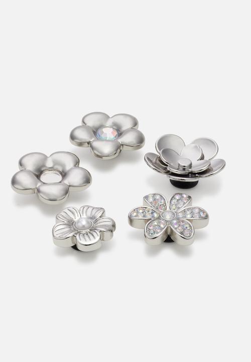 Crocs - Monochrome Silver Flowers 5 Pack - Multi
