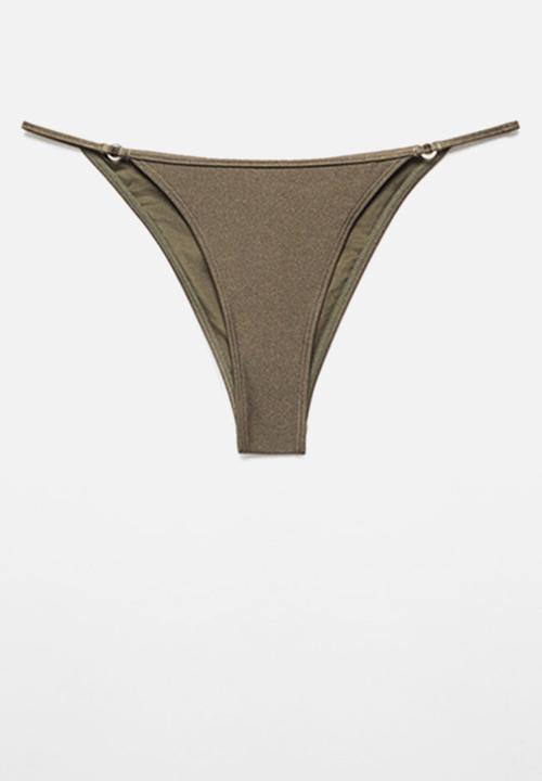 MANGO - Metallic-detail bikini briefs - green 