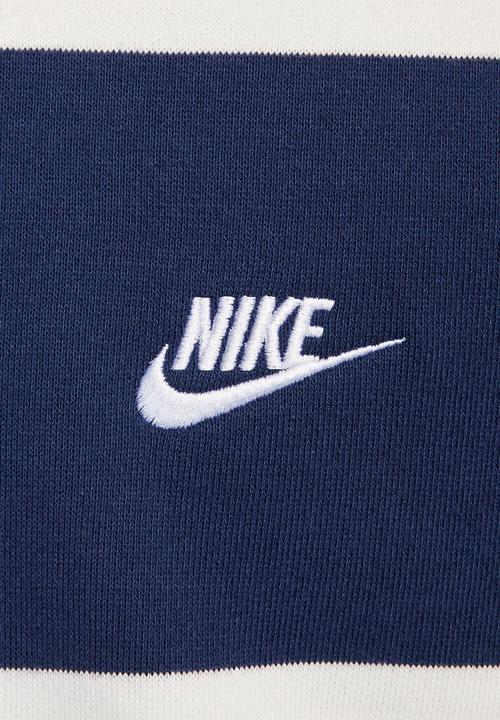 Nike - M Nike Club Stripe Heavyweight Ft Crew - Midnight Navy & Sail 