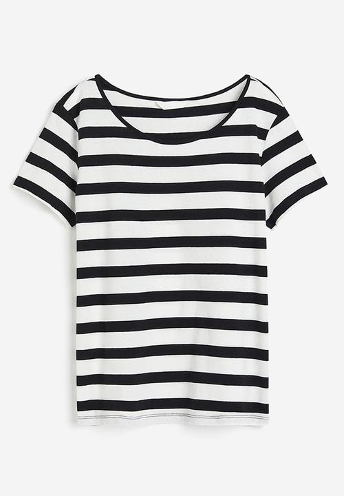 H&M - Cotton T-shirt - black & white