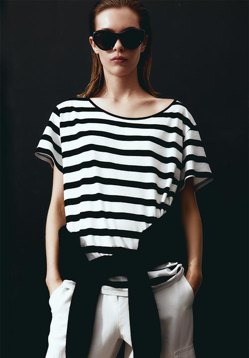 H&M - Cotton T-shirt - black & white