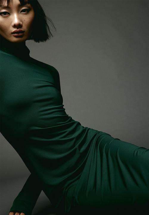 H&M - Stand-up collar dress - dark green