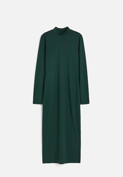 H&M - Stand-up collar dress - dark green