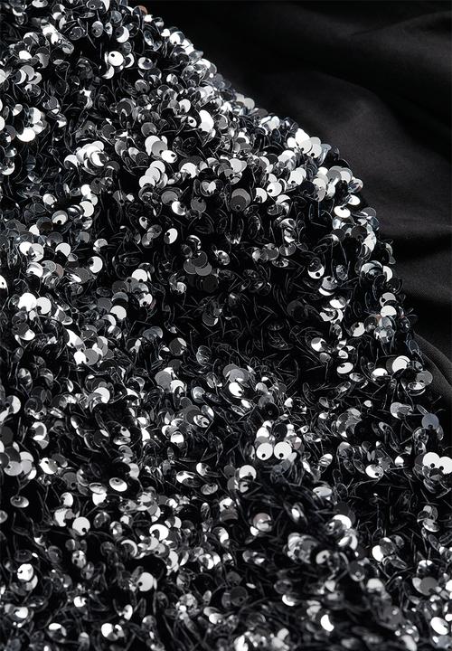 H&M - Sequined slit-hem dress - grey silver-coloured
