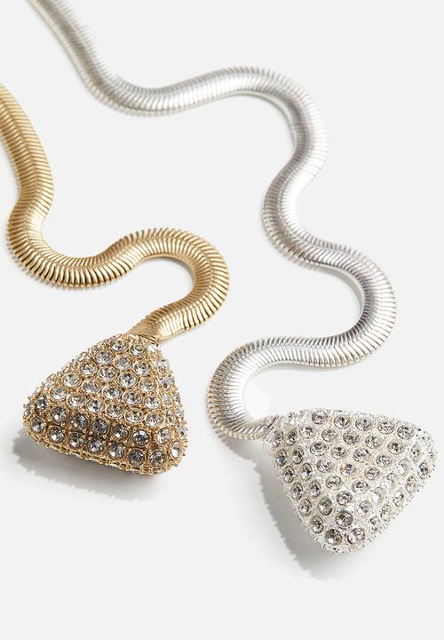 H&M - H&M Studio: Rhinestone-embellished necklace - silver,gold,multi