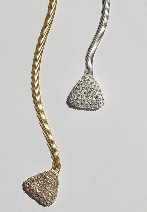 H&M - H&M Studio: Rhinestone-embellished necklace - silver,gold,multi