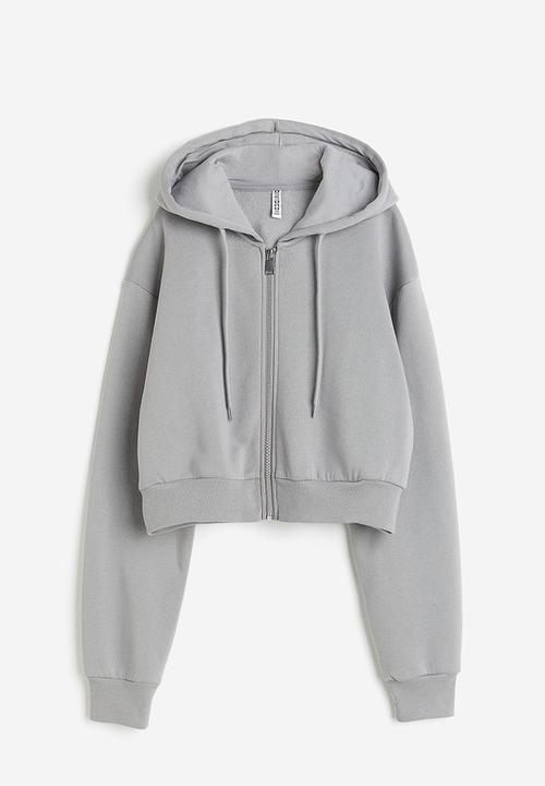 H&M - Cropped zip-through hoodie - grey