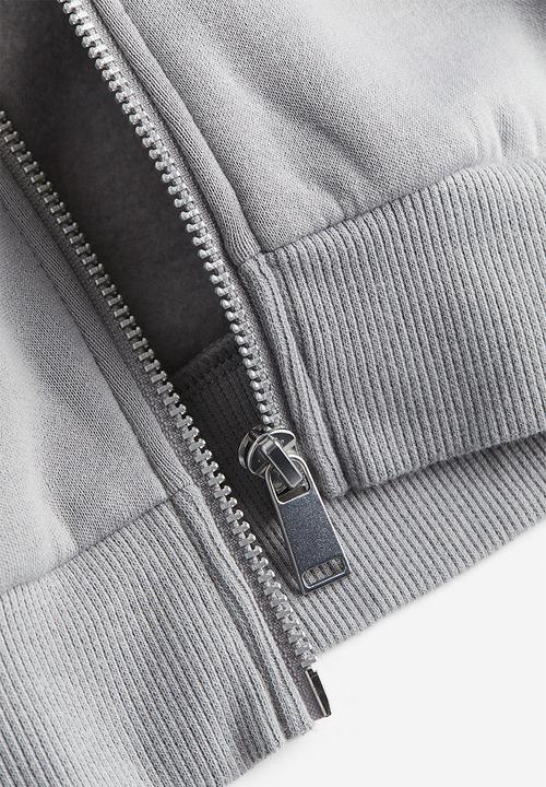 H&M - Cropped zip-through hoodie - grey
