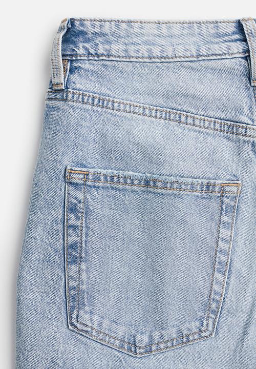 H&M - Curvy fit wide high cropped jeans - blue