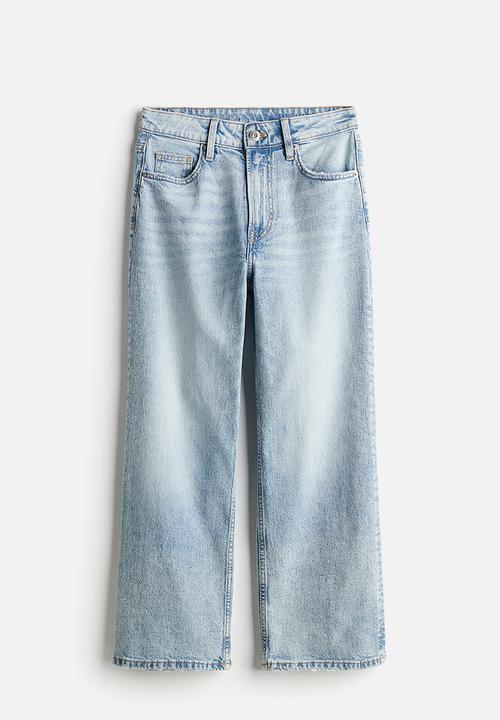 H&M - Curvy fit wide high cropped jeans - blue