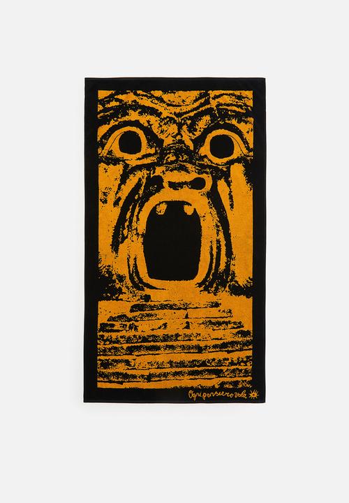 H&M - H&M Studio: Motif-detail beach towel - black & orange multi