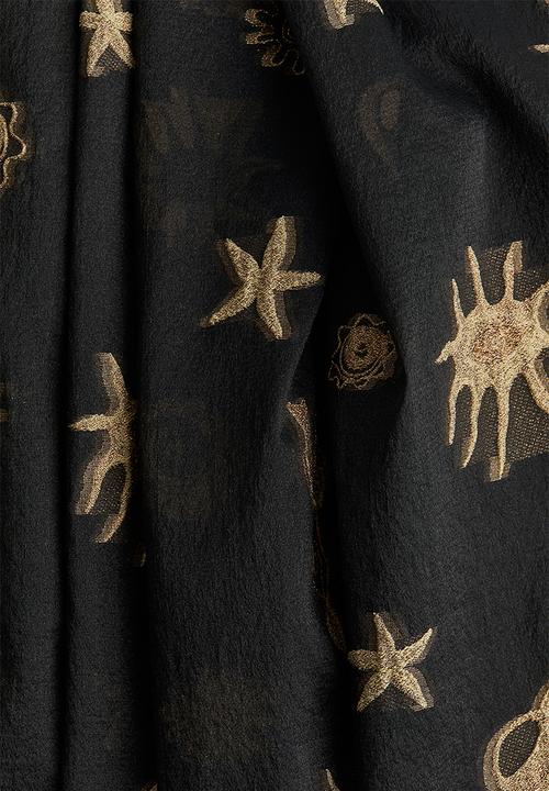 H&M - H&M Studio: Draped-detail jacquard-weave dress - black multi