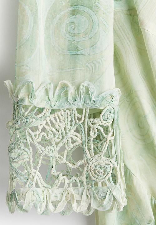 H&M - H&M Studio: Embellished patterned dress - green