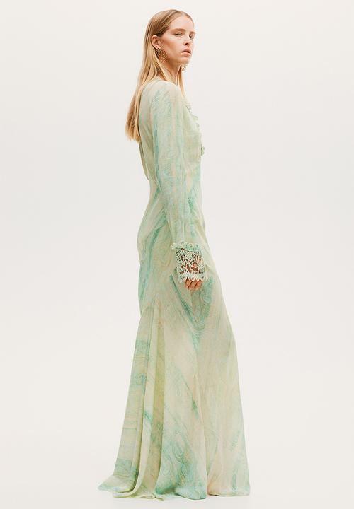 H&M - H&M Studio: Embellished patterned dress - green