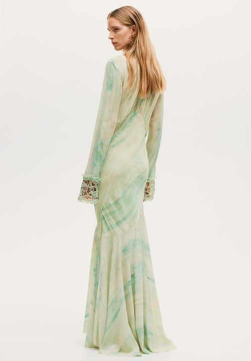H&M - H&M Studio: Embellished patterned dress - green