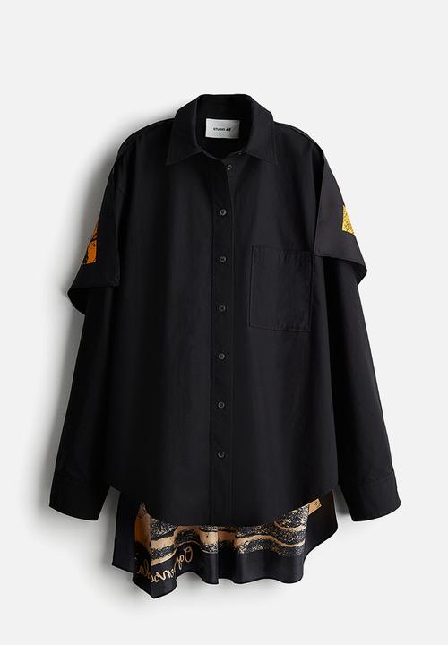 H&M - H&M Studio: Shirt with silk-scarf back piece - black
