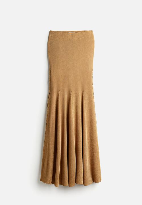 H&M - H&M Studio: Glittery crochet-look-panel skirt - gold
