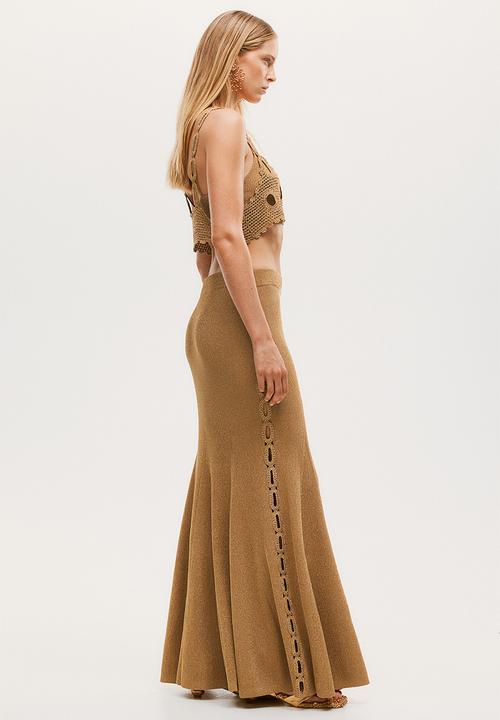 H&M - H&M Studio: Glittery crochet-look-panel skirt - gold