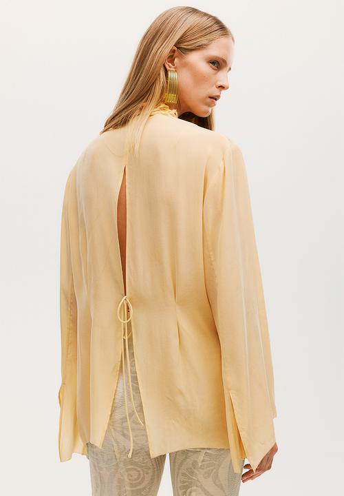 H&M - H&M Studio: Silk-blend embellished blouse - yellow