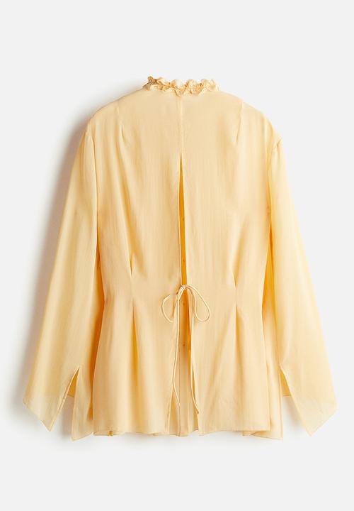 H&M - H&M Studio: Silk-blend embellished blouse - yellow