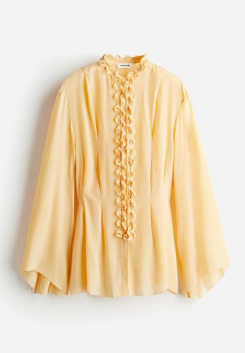 H&M - H&M Studio: Silk-blend embellished blouse - yellow