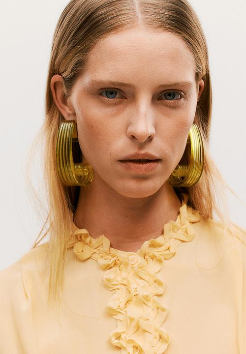 H&M - H&M Studio: Silk-blend embellished blouse - yellow