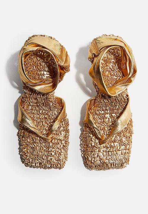 H&M - H&M Studio: Textured-look leather sandals - gold