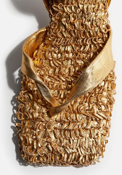 H&M - H&M Studio: Textured-look leather sandals - gold