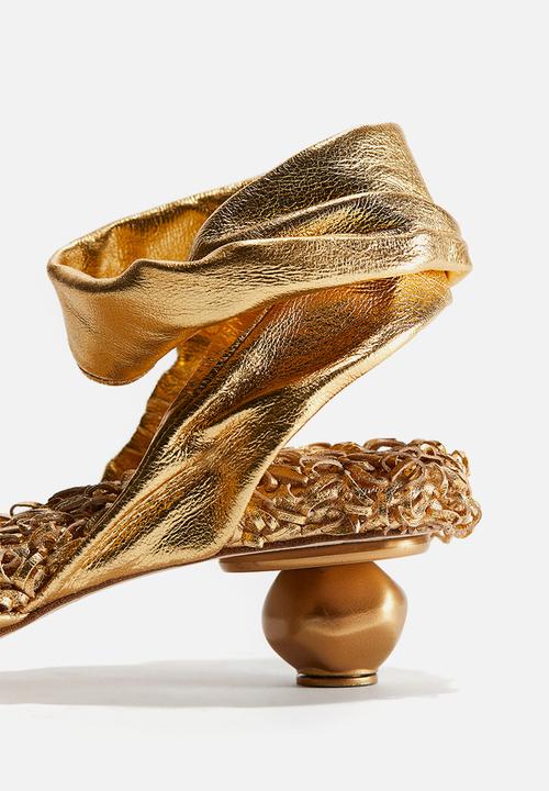 H&M - H&M Studio: Textured-look leather sandals - gold