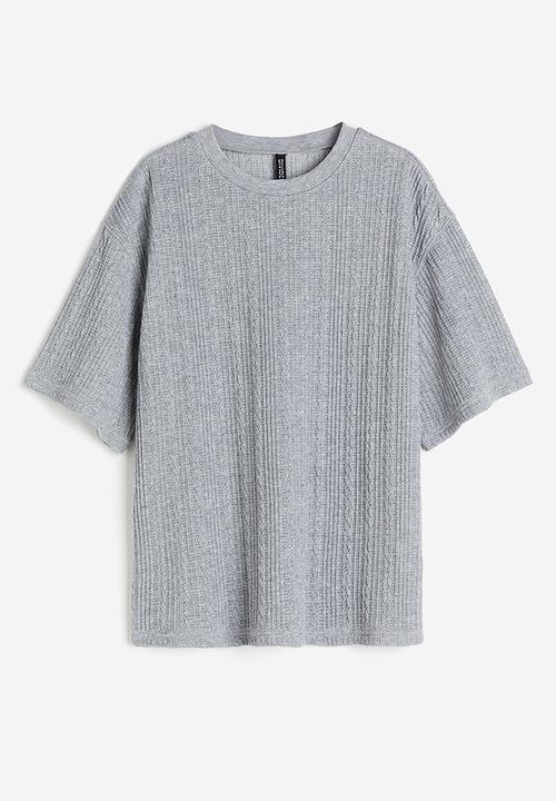 H&M - Oversized textured T-shirt - light grey