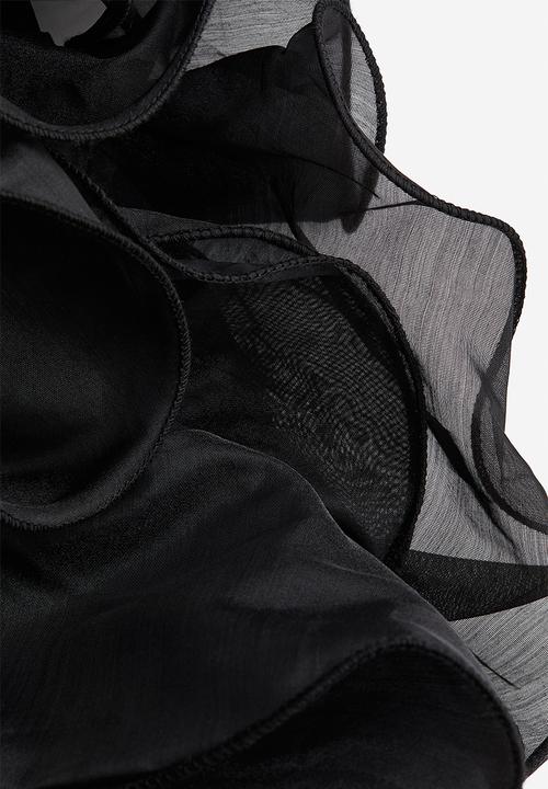 H&M - Frilled mini dress - black
