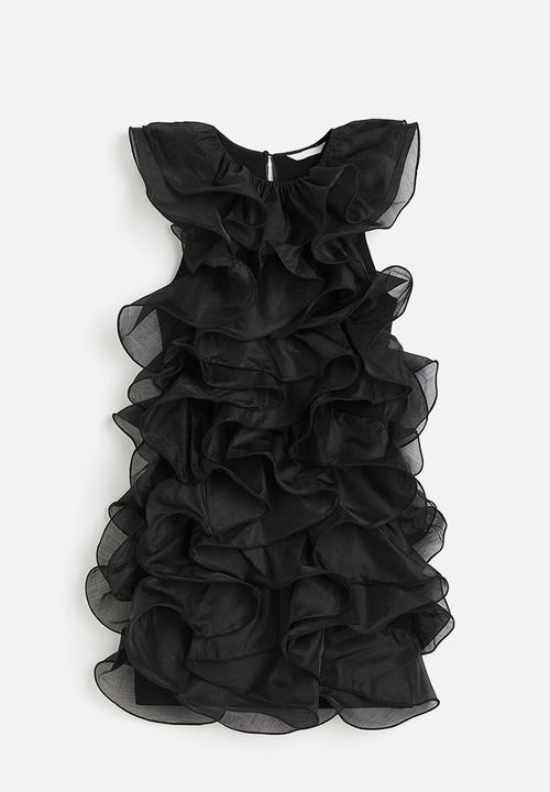 H&M - Frilled mini dress - black