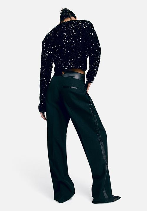 H&M - Tie-front sequined jacket - black