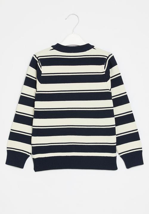 Pop Candy - Striped knit jersey - blue & white