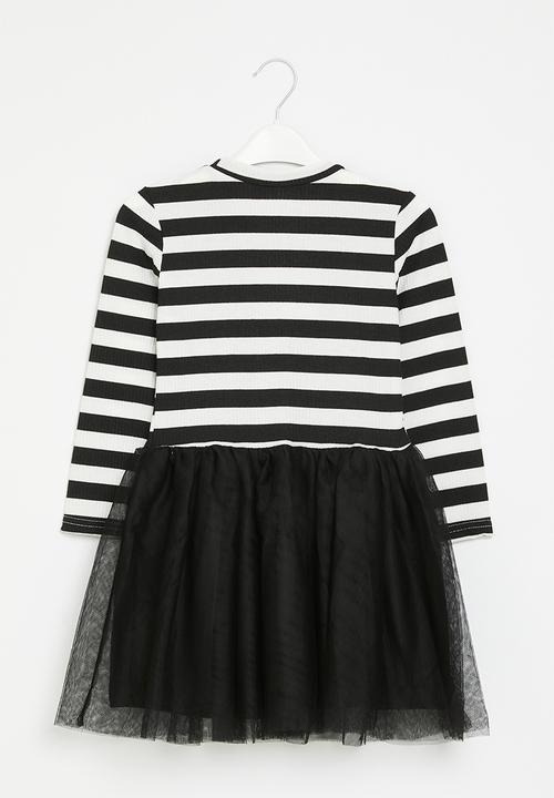 Pop Candy - Striped mesh dress - black & white