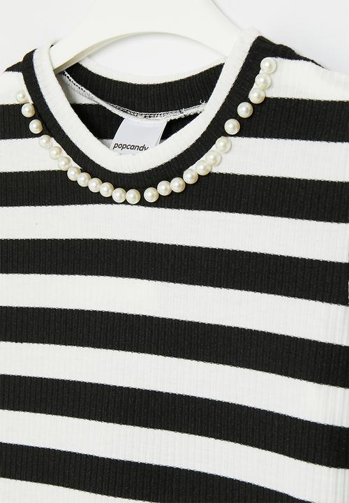 Pop Candy - Striped mesh dress - black & white