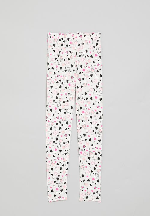 Pop Candy - Heart print leggings - white
