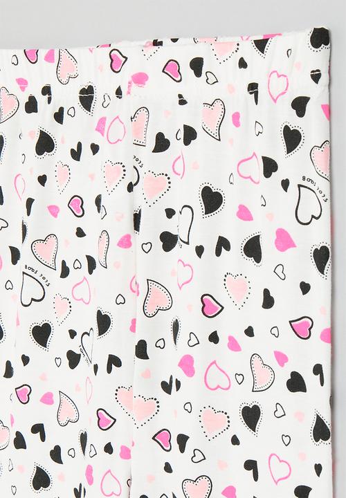 Pop Candy - Heart print leggings - white