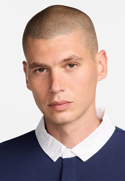 Nike - Club Fleece  Long-Sleeve Fleece Polo - Midnight Navy & White