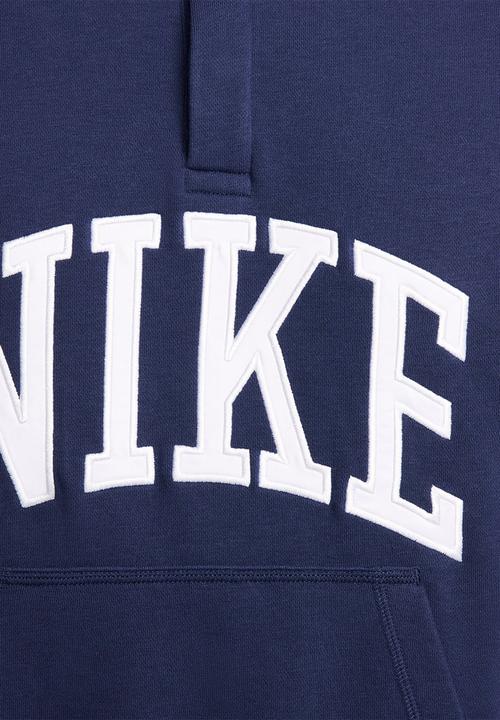 Nike - Club Fleece  Long-Sleeve Fleece Polo - Midnight Navy & White