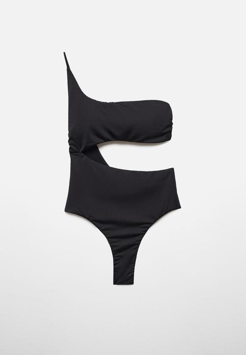 MANGO - Swimsuit with asymmetrical opening - black 